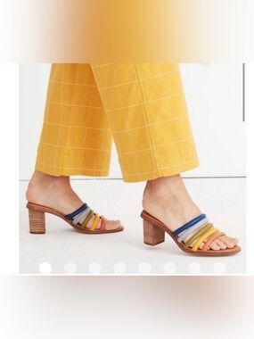 Madewell The Addie Rainbow Multicolor Strappy Block Heel Sandals